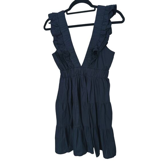 Abercrombie & Fitch Ruffle Flutter Sleeve Tiered Mini Dress Black Small - Picture 5 of 13
